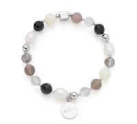 Jewels by Leonardo Hope 025933 Elastic Bracelet in Silver Stainless Steel Glass Agate and Freshwater Pearls 19.5 cm Length Jewellery Gift for Women