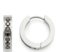 Jewels by Leonardo Inka 024306 Creole Earrings 1 Pair Silver Stainless Steel Black Zirconia Stones Jewellery Women's Gift, Eine Größe, Stainless Steel, No Gemstone