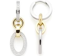 Leonardo Jewels Lena 023404 Hoop Earrings Two-Tone Stainless Steel with Cubic Zirconia Stones Jewellery Gift for Women, Eine Grösse, Stainless Steel, No Gemstone