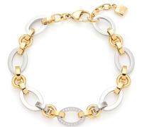 JEWELS BY LEONARDO Lena Bracelet • Bracelet Chain Made of Gold-Coloured Stainless Steel • Bicolour Coloured Chain Links • Set Zirconia Stones • 19-21 cm Length • Jewellery Gift Women • 023403