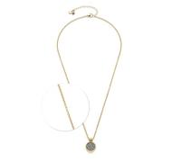 Jewels by Leonardo Odelle Necklace, Wide Anchor Chain Made of Gold-Coloured Stainless Steel, Round Pendant with Sparkling Agate Stone, 45-50 cm Length, Jewellery Gift for Women, 024938