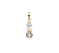 JEWELS BY LEONARDO Pauly Clip & Mix Pendant • Necklace Pendant Made of Gold-Coloured Stainless Steel • Strung Glass and Imitation Pearls in Grey Tones • Clip S (3.5 mm Diameter) • Jewellery Gift Women