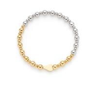 Jewels by Leonardo Philine 025337 Elastic Bracelet Made of Bicolour Stainless Steel, Silver and Gold-Coloured Stainless Steel Beads, 19 cm Length, Jewellery Gift for Women