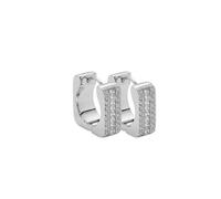 JEWELS BY LEONARDO Sarah 025422 Pair of Silver Tone Stainless Steel Three Row Cubic Zirconia Hoop Earrings