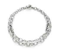 Jewels by Leonardo Suzanne Clip & Mix Bracelet, Double Row Arm Jewellery Made of Silver-Coloured Stainless Steel, Two Different Size Chain Links, 19.5 cm Length, Jewellery Gift Women, 025583