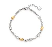 Jewels by Leonardo Veja 025358 Bracelet Jewellery Made of Bicolour Stainless Steel, Irregular Set Nuggets in Gold and Silver, 18.5-21 cm Length, Jewellery Gift for Women