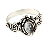 JEWELSTREZORO Black Rutilated Quartz Birthstone Silver Plated Meditation Ring for Men And Women All Size Handmade Jewelry TSR180BL_40 (Z+4)