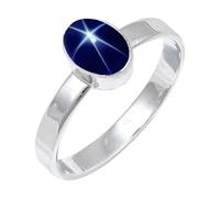 JEWELSTREZORO Blue Lindy Star Lab Grown Gemstone Band Ring For Men And Women Solid 925 Sterling Silver Gift Item Handmade Jewelry TSR129BG_10 (M 1/2)