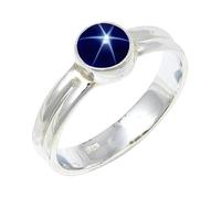 JEWELSTREZORO Blue Lindy Star Lab Grown Gemstone Band Ring For Men And Women Solid 925 Sterling Silver Gift Item Handmade Jewelry TSR133BG_9 (M)