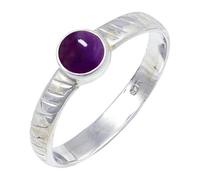JEWELSTREZORO Cabochon Amethyst Gemstone Silver Band Ring Solid 925 Sterling Silver Handmade for Men And Women Gift Item Jewelry TSR118BW_5 (K)