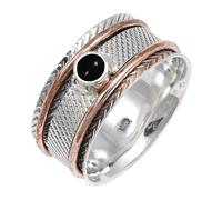 JEWELSTREZORO Cabochon Black Onyx Gemstone Ring Band Solid 925 Sterling Silver For Men And Women All Size Gift Item Handmade Jewelry TSR157BY_22 (S 1/2)