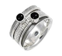 JEWELSTREZORO Cabochon Black Onyx Gemstone Ring Band Solid 925 Sterling Silver For Men And Women All Size Gift Item Handmade Jewelry TSR149BY_11 (N)