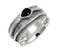 JEWELSTREZORO Cabochon Black Onyx Gemstone Ring Band Solid 925 Sterling Silver For Men And Women All Size Gift Item Handmade Jewelry TSR142BY_25 (U)