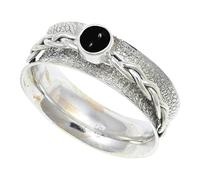 JEWELSTREZORO Cabochon Black Onyx Gemstone Ring Band Solid 925 Sterling Silver For Men And Women All Size Gift Item Handmade Jewelry TSR143BY_34 (Y 1/2)
