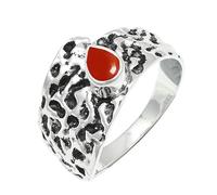 JEWELSTREZORO Cabochon Carnelian Gemstone Band Ring Men And Women All Size Sterling Silver Handmade Jewelry TSR1227BZ_5 (K)