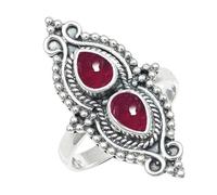 JEWELSTREZORO Cabochon Garnet Gemstone Band Ring For Men And Women Solid 925 Sterling Silver Gift Item All Size Handmade Jewelry TSR1273BS_5 (K)