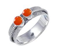 JEWELSTREZORO Carnelian Gemstone Solid 925 Sterling Silver Band Ring For Men And Women All Size Handmade Jewelry TSR112AF_5 (K)
