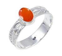 JEWELSTREZORO Carnelian Gemstone Solid 925 Sterling Silver Band Ring For Men And Women All Size Handmade Jewelry TSR117AF_5 (K)
