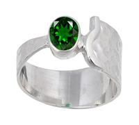JEWELSTREZORO Chrome Oxide Lab Grown Gemstone Band Ring For Men And Women 925 Sterling Silver Item All Size Handmade Jewelry TSR125BB_22 (S 1/2)