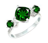 JEWELSTREZORO Chrome Oxide Lab Grown Gemstone Band Ring Men And Women All Size Sterling Silver Handmade Jewelry TSR1160BB_8 (L 1/2)