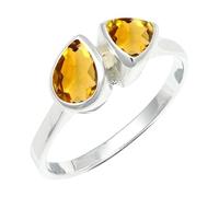 JEWELSTREZORO Citrine Gemstone Band Ring for Men And Women Solid 925 Sterling Silver All Size Handmade Jewelry TSR1260AI_5 (K)