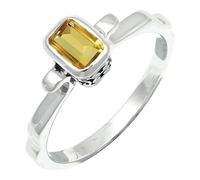 JEWELSTREZORO Citrine Gemstone Band Ring Men And Women All Size Sterling Silver Handmade Jewelry TSR1236AI_5 (K)