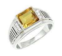 JEWELSTREZORO Citrine Gemstone Band Ring Men And Women Sterling Silver Gift Item Handmade Jewelry TSR1164AI_5 (K)