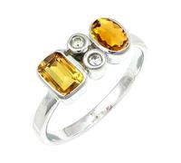 JEWELSTREZORO Citrine Gemstone Band Ring Sterling Silver Men And Women All Size Handmade Jewelry TSR1153AI_5 (K)