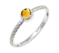 JEWELSTREZORO Citrine Gemstone Silver 925 Sterling Silver Band Ring Handmade for Men And Women Band Ring TSR128AI_5 (K)