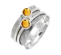 JEWELSTREZORO Citrine Gemstone Silver 925 Sterling Silver Band Ring Handmade for Men And Women Band Ring TSR151AI_5 (K)