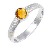 JEWELSTREZORO Citrine Gemstone Silver 925 Sterling Silver Band Ring Handmade for Men And Women Band Ring TSR118AI_5 (K)