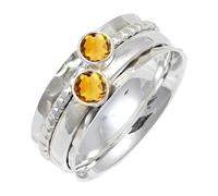 JEWELSTREZORO Citrine Gemstone Silver 925 Sterling Silver Band Ring Handmade for Men And Women Band Ring TSR155AI_5 (K)