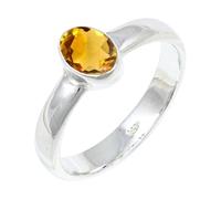JEWELSTREZORO Citrine Gemstone Silver 925 Sterling Silver Band Ring Handmade for Men And Women Band Ring TSR127AI_5 (K)