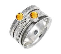 JEWELSTREZORO Citrine Gemstone Silver 925 Sterling Silver Band Ring Handmade for Men And Women Band Ring TSR149AI_5 (K)