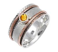 JEWELSTREZORO Citrine Gemstone Silver 925 Sterling Silver Band Ring Handmade for Men And Women Band Ring TSR157AI_5 (K)