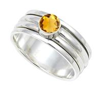 JEWELSTREZORO Citrine Gemstone Silver 925 Sterling Silver Band Ring Handmade for Men And Women Band Ring TSR148AI_5 (K)