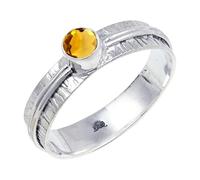 JEWELSTREZORO Citrine Gemstone Silver 925 Sterling Silver Band Ring Handmade for Men And Women Band Ring TSR120AI_19 (R)