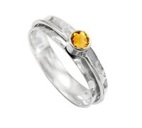JEWELSTREZORO Citrine Gemstone Silver 925 Sterling Silver Band Ring Handmade for Men And Women Band Ring TSR152AI_37 (Z+1)