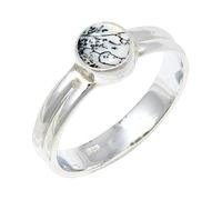 JEWELSTREZORO Dendritic Opal Gemstone Ring Band Solid 925 Sterling Silver All Size For Men And Women Handmade Jewelry TSR133CI_5 (K)