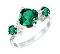 JEWELSTREZORO Emerald Lab Grown Gemstone Band Ring Sterling Silver Men And Women All Size Handmade Jewelry TSR1160AN_34 (Y 1/2)