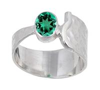 JEWELSTREZORO Emerald Lab Grown Gemstone Silver 925 Sterling Silver Band Ring Handmade for Men And Women TSR125AN_28 (V 1/2)