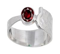 JEWELSTREZORO Garnet Gemstone for Men And Women Solid 925 Sterling Silver Band Ring All Size Handmade Jewelry TSR125AB_5 (K)