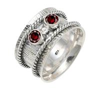 JEWELSTREZORO Garnet Gemstone for Men And Women Solid 925 Sterling Silver Band Ring All Size Handmade Jewelry TSR146AB_20 (R 1/2)