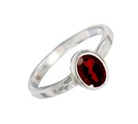 JEWELSTREZORO Garnet Gemstone Ring Silver Band Solid 925 Sterling Silver Band Ring For Men And Women Handmade Jewelry TSR1080AB_20 (R 1/2)