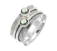 JEWELSTREZORO Green Amethyst Gemstone Band Ring for Men And Women Solid 925 Sterling Silver All Size Handmade Jewelry TSR151AL_1 (H)