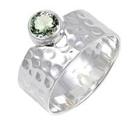 JEWELSTREZORO Green Amethyst Gemstone Band Ring for Men And Women Solid 925 Sterling Silver All Size Handmade Jewelry TSR134AL_11 (N)