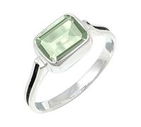 JEWELSTREZORO Green Amethyst Gemstone Band Ring Sterling Silver Men And Women All Size Handmade Jewelry TSR1159AL_26 (U 1/2)