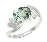 JEWELSTREZORO Green Amethyst Gemstone Silver Plated Meditation Ring Handmade for Men And Women TSR1259AL_40 (Z+4)