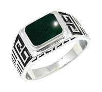 JEWELSTREZORO Green Jade Gemstone Band Ring Men And Women Gift Item Sterling Silver Handmade All Size TSR1173CD_16 (P 1/2)