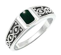 JEWELSTREZORO Green Jade Gemstone Band Ring Sterling Silver Men And Women All Size Handmade Jewelry TSR1222CD_17 (Q)